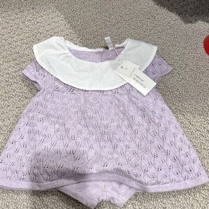 Janie and Jack Lavender Knit Outfit with White Collar